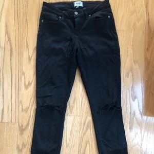 Paige black distressed skinny jeans 29